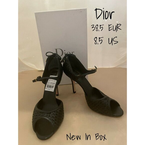 Christian Dior Black Leather Heels Size 38.5 (8.5 US) - New in Box - Picture 1 of 6